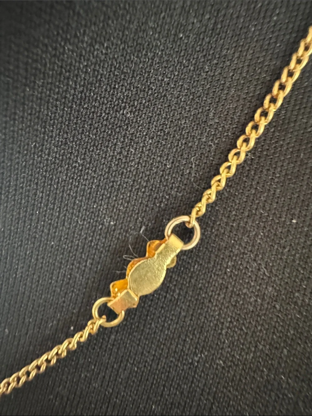 Vintage Gold Pendant Necklace with White Teardrop Drops - Vintage